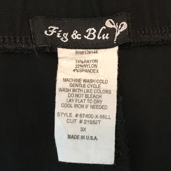 FIG & BLU Stretch Midi Skirt Black Rayon Blend Women’s Plus Size 3X - Picture 12 of 12